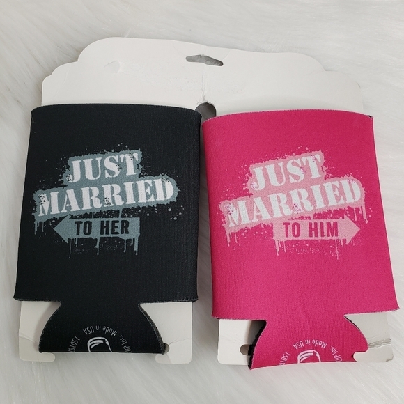Just Married His & Hers matching coozies koozies - Picture 2 of 2